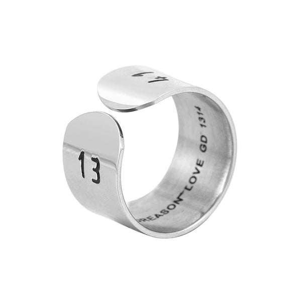 Wholesale Couple Ring Titanium Steel With Letters Numbers Text And Oil Design