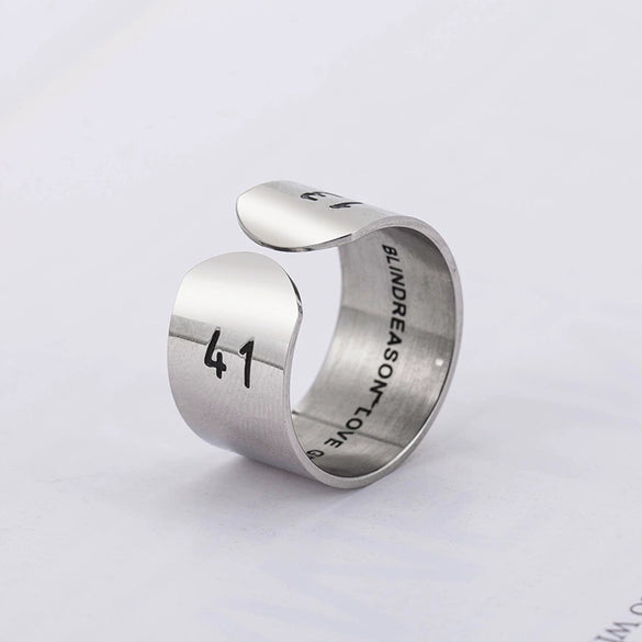 Wholesale Couple Ring Titanium Steel With Letters Numbers Text And Oil Design