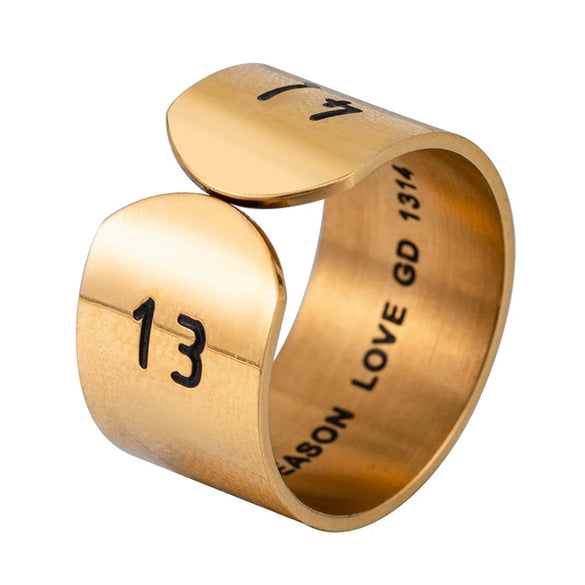 Wholesale Couple Ring Titanium Steel With Letters Numbers Text And Oil Design