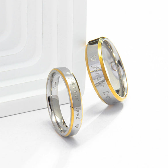 Wholesale Couple Rings Stainless Steel Geometric Electroplating With Letters Numbers Text