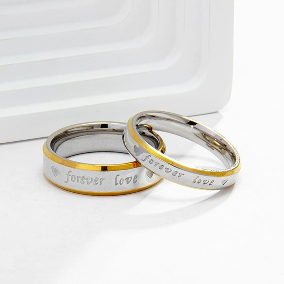 Wholesale Couple Rings Stainless Steel Geometric Electroplating With Letters Numbers Text