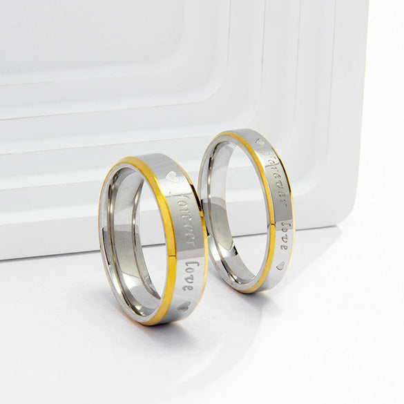 Wholesale Couple Rings Stainless Steel Geometric Electroplating With Letters Numbers Text