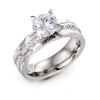 Wholesale Couple Rings Titanium Steel With Diamond And Flower Design