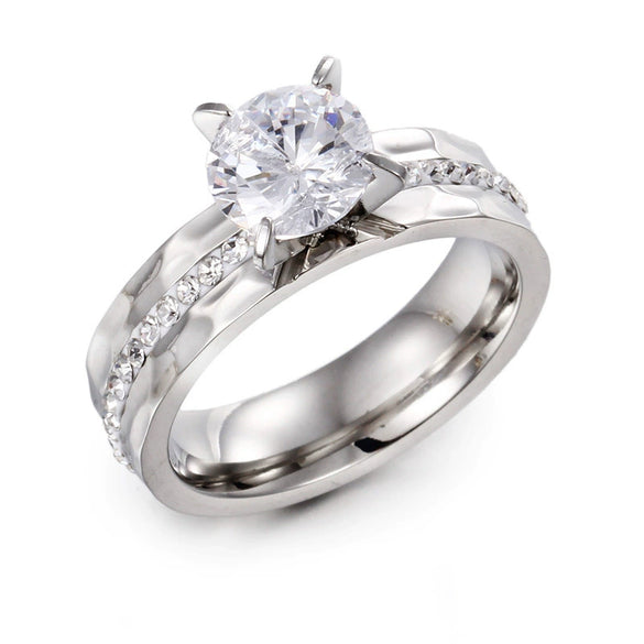 Wholesale Couple Rings Titanium Steel With Diamond And Flower Design
