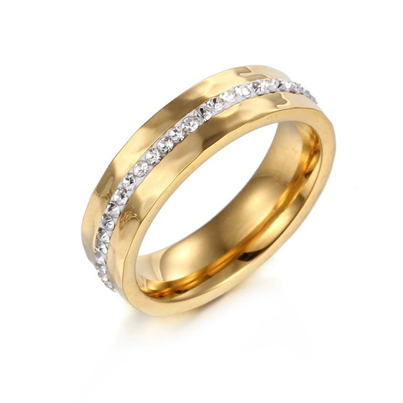 Wholesale Couple Rings Titanium Steel With Diamond And Flower Design