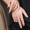 Wholesale Couple S925 Sterling Silver Moonstone Epoxy Glitter Blue Enamel Rings For Women