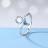 Wholesale Couple S925 Sterling Silver Moonstone Epoxy Glitter Blue Enamel Rings For Women