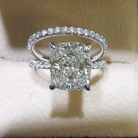 Wholesale Couple Set Ring Copper Zircon Geometric Four Claw Design