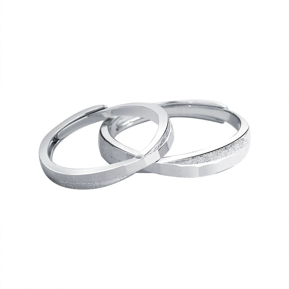 Wholesale Couple Silver Rings Geometric Shape Minimalist Style Diamond Process