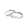 Wholesale Couple Silver Rings Geometric Shape Minimalist Style Diamond Process