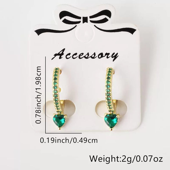 Wholesale Couple Style Copper Heart Shaped Electroplated Inlaid Zircon Earrings Jewelry