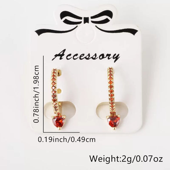 Wholesale Couple Style Copper Heart Shaped Electroplated Inlaid Zircon Earrings Jewelry
