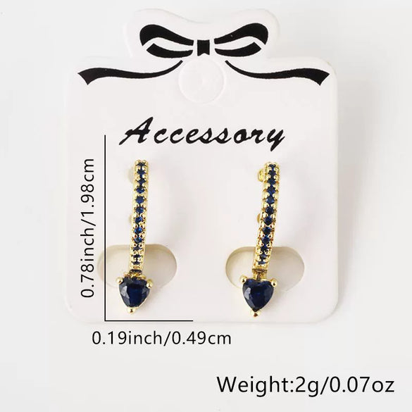 Wholesale Couple Style Copper Heart Shaped Electroplated Inlaid Zircon Earrings Jewelry