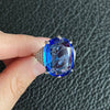 Wholesale Couple Style Copper Inlaid Sapphire Blue Topaz Goose Egg Ring And Bracelet With French Retro Geometric Design