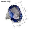 Wholesale Couple Style Copper Inlaid Sapphire Blue Topaz Goose Egg Ring And Bracelet With French Retro Geometric Design