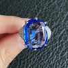 Wholesale Couple Style Copper Inlaid Sapphire Blue Topaz Goose Egg Ring And Bracelet With French Retro Geometric Design