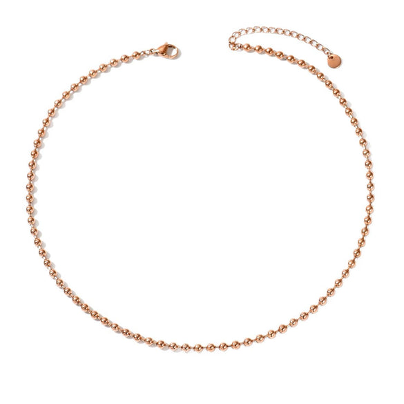 Wholesale Couple Style Light Luxury Geometric Stainless Steel Vacuum Plated Bead Necklace