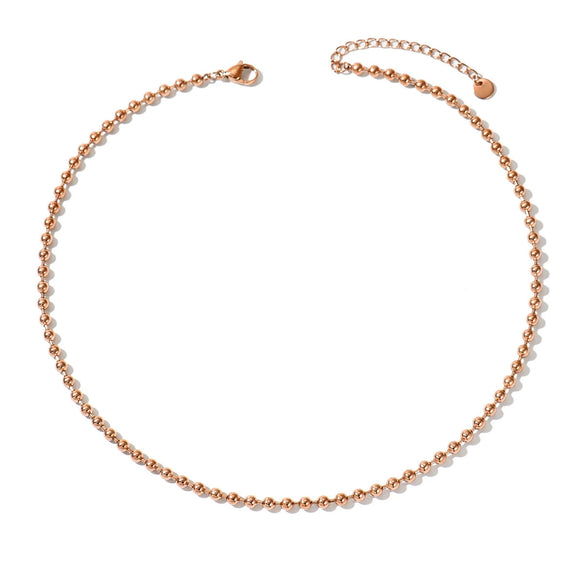 Wholesale Couple Style Light Luxury Geometric Stainless Steel Vacuum Plated Bead Necklace