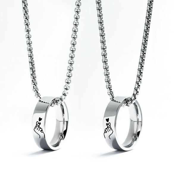 Wholesale Couple Style Stainless Steel Pendant Necklace With Pearl Chain And Polishing Treatment