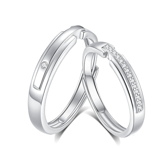 Wholesale Couple Style 925 Sterling Silver Concentric Lock Ring With Electroplating Design