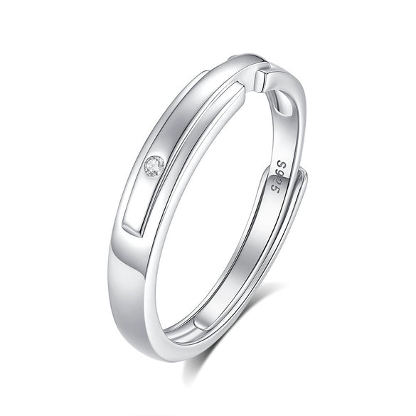 Wholesale Couple Style 925 Sterling Silver Concentric Lock Ring With Electroplating Design