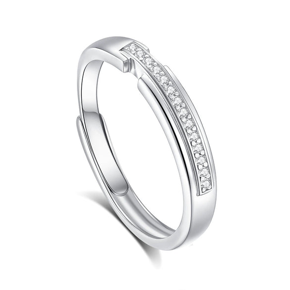 Wholesale Couple Style 925 Sterling Silver Concentric Lock Ring With Electroplating Design