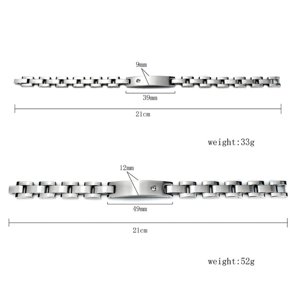 Wholesale Couple Titanium Steel Bracelet With Rhinestone And Geometric Design