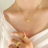 Wholesale Couple Titanium Steel 18K Gold Plated Heart Shape Ferris Wheel Pendant Clavicle Necklace For Women