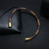 Wholesale Couple Unisex Leather Geometric Striped Alloy Magnetic Buckle Electroplated Bracelet