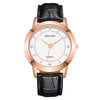 Wholesale Couple Watches With Metal Case Imitation Leather Strap And Stainless Steel Pin Buckle Round Dial