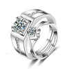 Wholesale Couple's Ring S925 Sterling Silver Geometric Heart Design Electroplated