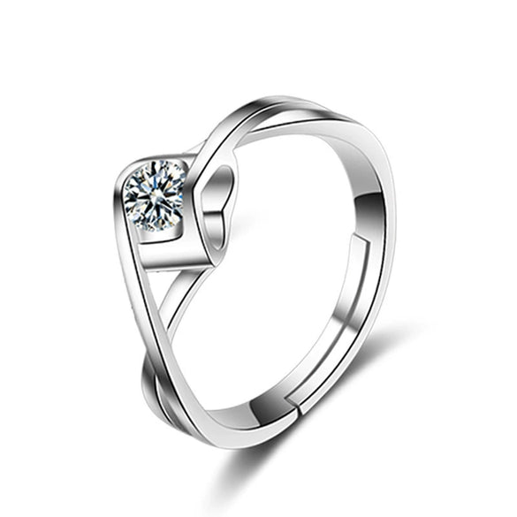 Wholesale Couple's Ring S925 Sterling Silver Geometric Heart Design Electroplated
