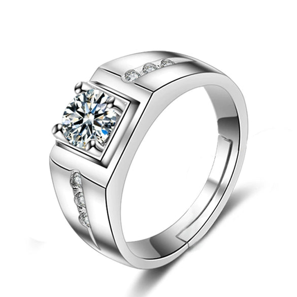 Wholesale Couple's Ring S925 Sterling Silver Geometric Heart Design Electroplated