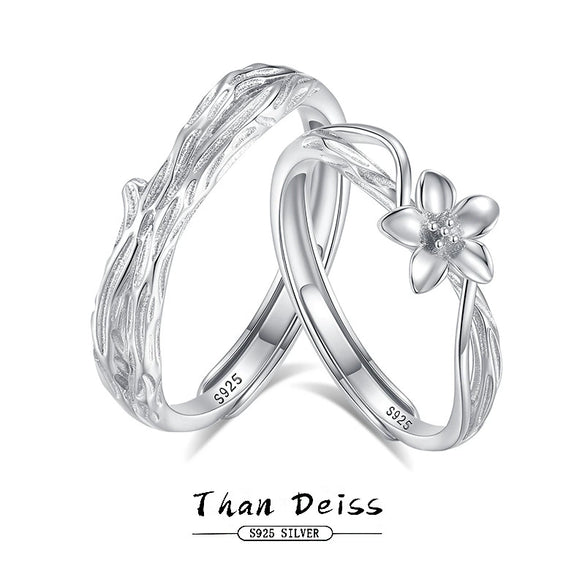 Wholesale Couple's Ring 225 Silver Flower Branch Design Electroplated