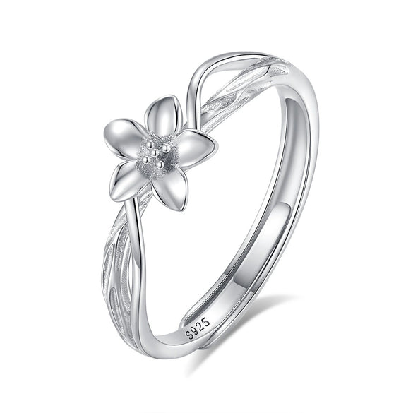 Wholesale Couple's Ring 225 Silver Flower Branch Design Electroplated