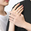 Wholesale Couples Ring 925 Sterling Silver Geometric Design Diamond Inlay Adjustable