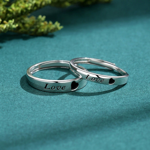 Wholesale Couple's Ring 925 Sterling Silver Heart Design Electroplated
