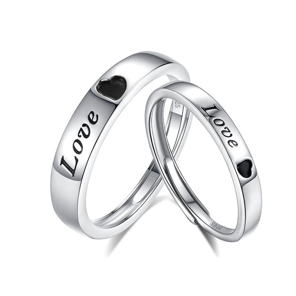 Wholesale Couple's Ring 925 Sterling Silver Heart Design Electroplated