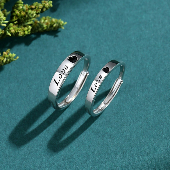 Wholesale Couple's Ring 925 Sterling Silver Heart Design Electroplated