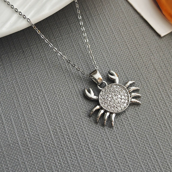 Wholesale Crab Zircon Necklace Titanium Steel Electroplating Animal Zodiac Style For Women