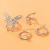 Wholesale Creative Butterfly Geometric Alloy Ring Set With Electroplating For Unisex