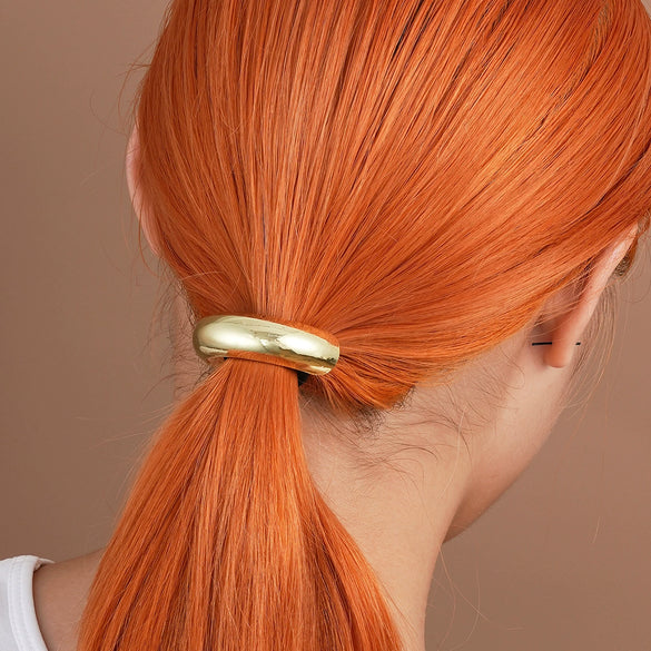Wholesale Creative Double Layer Metal Geometric Elastic Hair Ring For Women With Electroplating Process