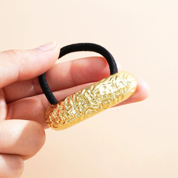 Wholesale Creative Double Layer Metal Geometric Elastic Hair Ring For Women With Electroplating Process