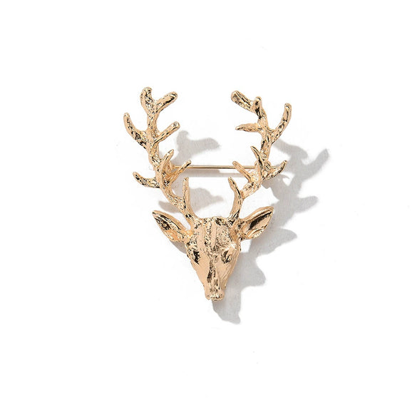 Wholesale Creative Elk Brooch With Golden Antlers For Women Alloy Material Electroplating Design