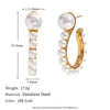 Wholesale Creative Fashion Earrings Stainless Steel 18K Gold Plated Exaggerated Pearl Question Mark Hook For Women Geometric Style Electroplated