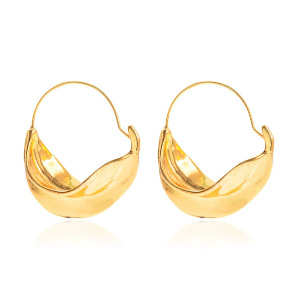Wholesale Creative Irregular Alloy Earrings With Flower Basket Design And Geometric Pattern Electroplated For Women