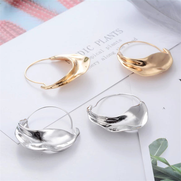 Wholesale Creative Irregular Alloy Earrings With Flower Basket Design And Geometric Pattern Electroplated For Women