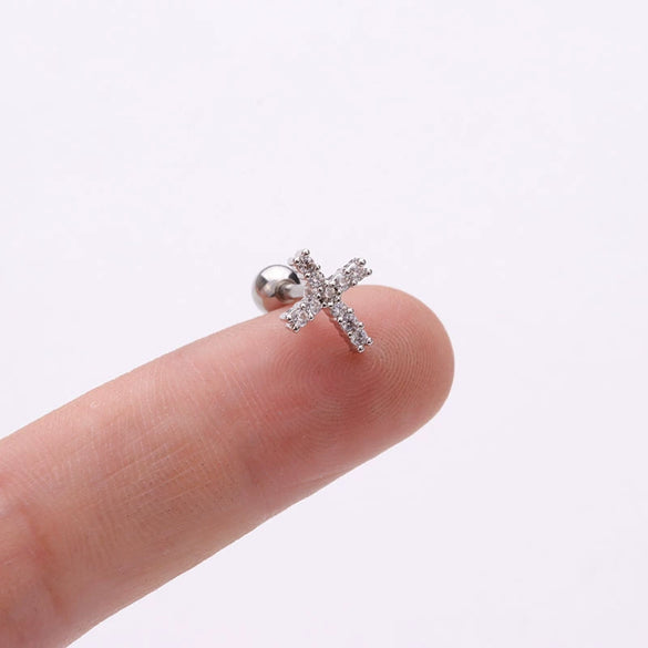 Wholesale Creative Metal Earrings With Inlaid Zircon And Flower Pattern