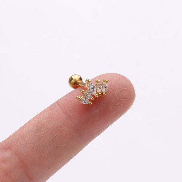 Wholesale Creative Metal Earrings With Inlaid Zircon And Flower Pattern