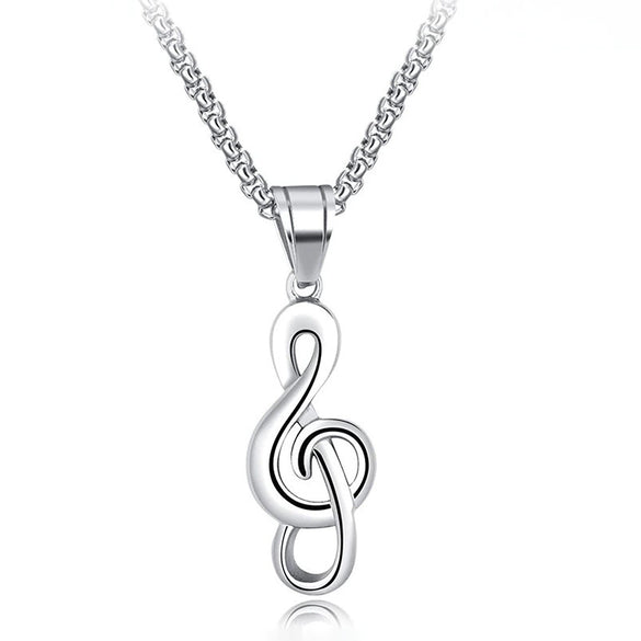 Wholesale Creative Music Symbol Small Commodity Necklace Alloy Titanium Steel Electroplated Unisex